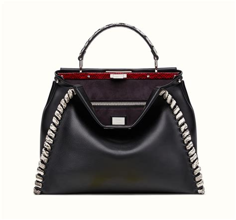 fendi black leather handbag|Fendi bag price list.